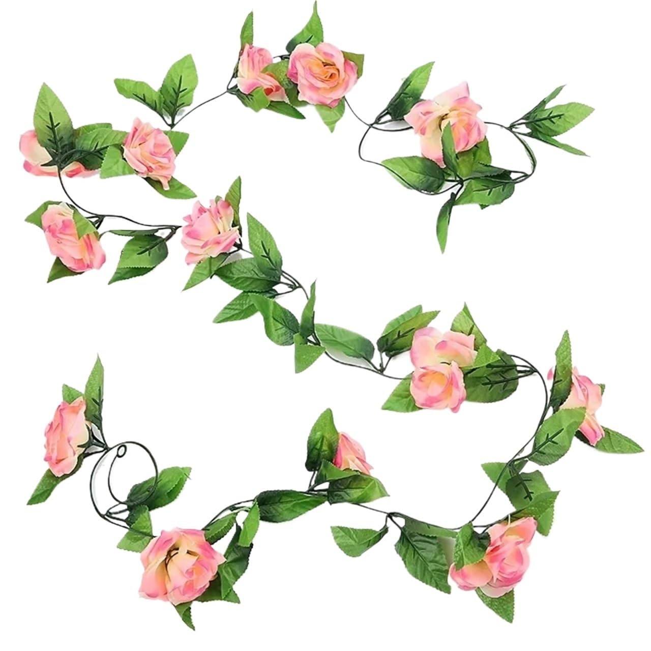 Ghirlanda di fiori artificiali, ghirlanda di vite per hotel, matrimoni, casa, decorazione (rosa scuro)