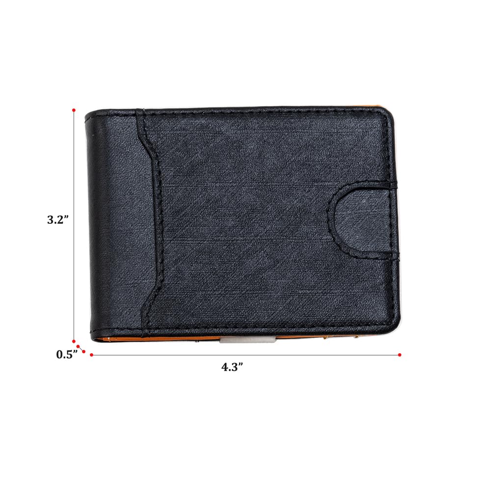Mens Slim Wallet - Minimalist Front Pocket Bifold Top-Grain Leather Wallets with Money Clip ID Window Credit Card Holders Gifts for Men4