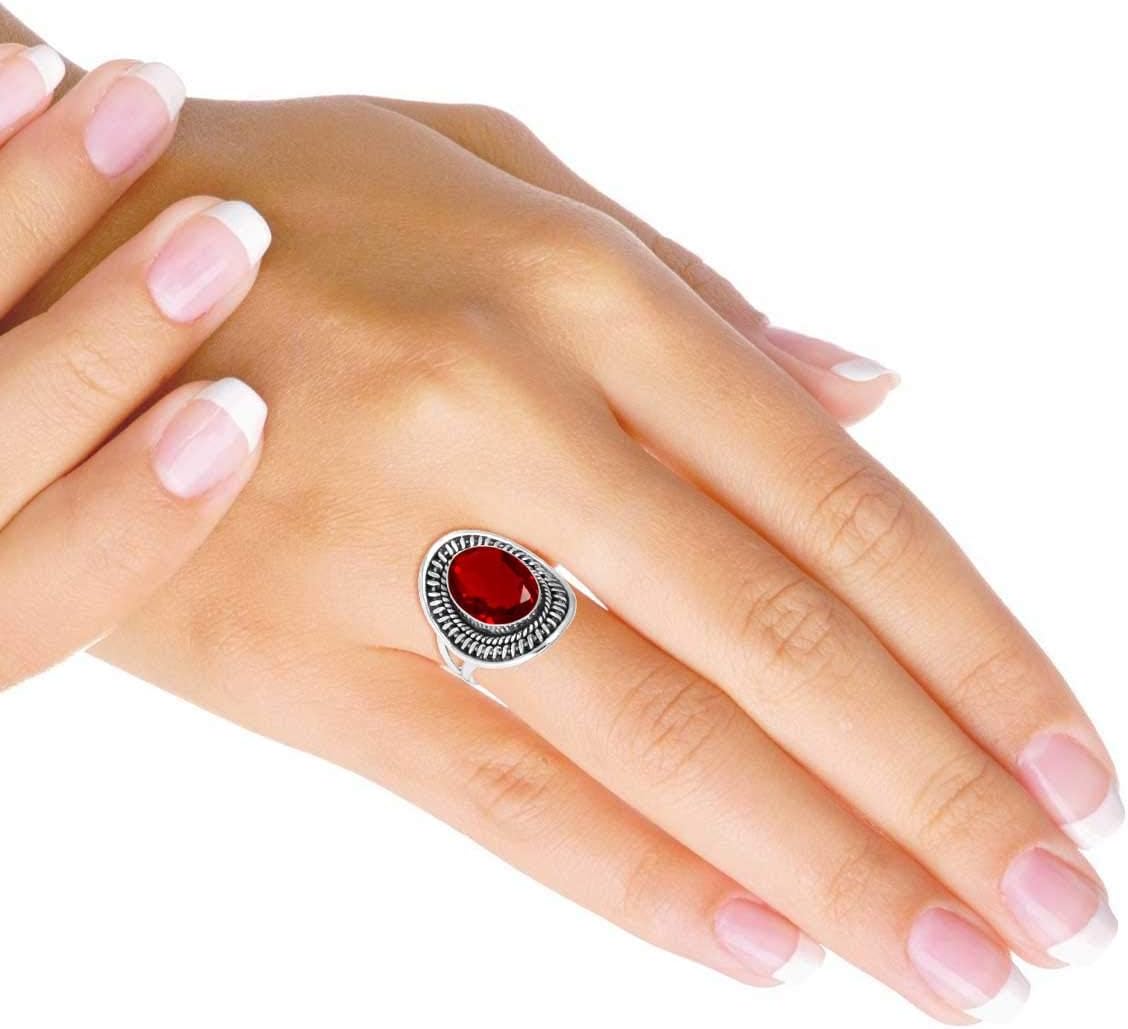 Handmade Genuine 925 Sterling Silver Ring Natural Gemstone Amber, Lapis, Rose Quartz, Pearl Oval Boho Jewelry For Women