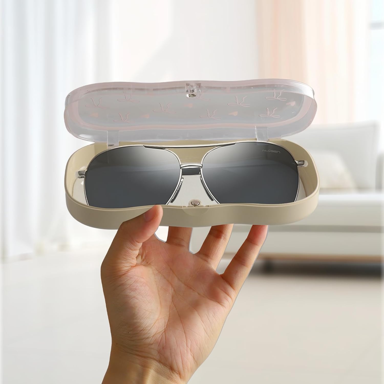 2 Pack Pink Glasses Case for Women, Cute Clear Hard Shell Eye Glass Cases, Adorable & Lightweight Eyeglass Case for Sunglasses, Lightweight Eyeglass Holder for Sunglasses or Reading Glasses
