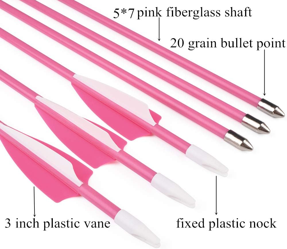 Archery Youth 24 26 28 Inch Fiberglass Archery Targeting Arrows for Youth Practise Recurvebow Compound Bow Shooting