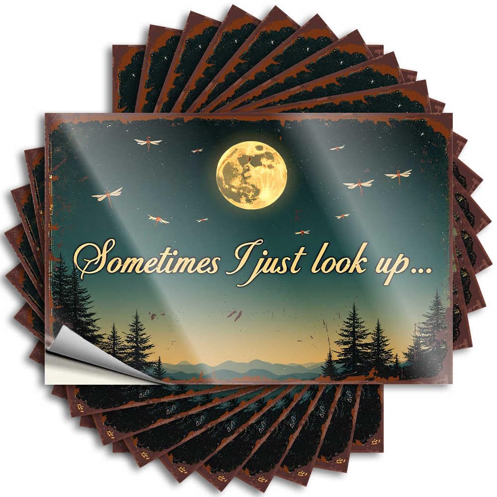 Night Sky Serenity: Moonlit Dreams with Dragonflies Garage Love - Vintage Bathroom Decor Funny Sticker Self Adhesive Sticker(6X9CM)