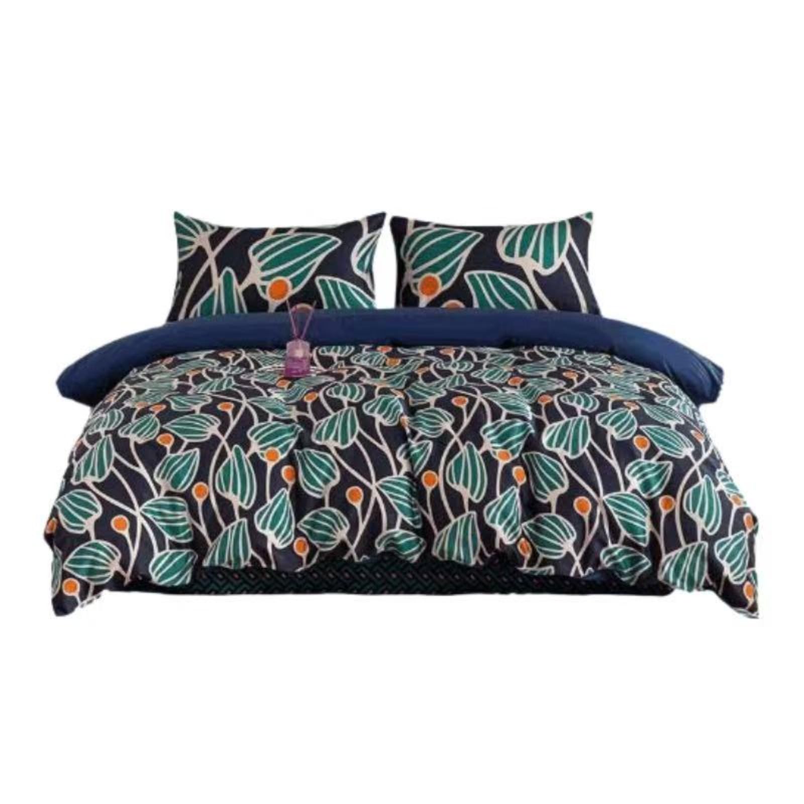 Parure de lit 4 pièces coton housse de couette 200x230 imprimée drap lit double
