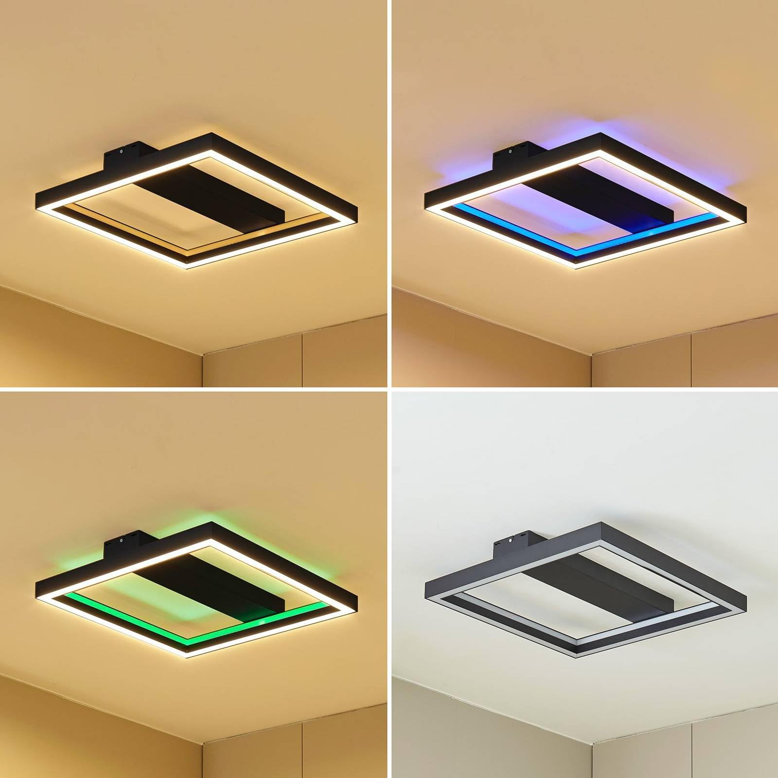 Lucande LED Deckenlampe dimmbar 50 cm, RGB Backlight wechselbare Lichtfarbe (2700-6500K) Fernbedienung App Steuerung Smart Home Wohnzimmerlampe