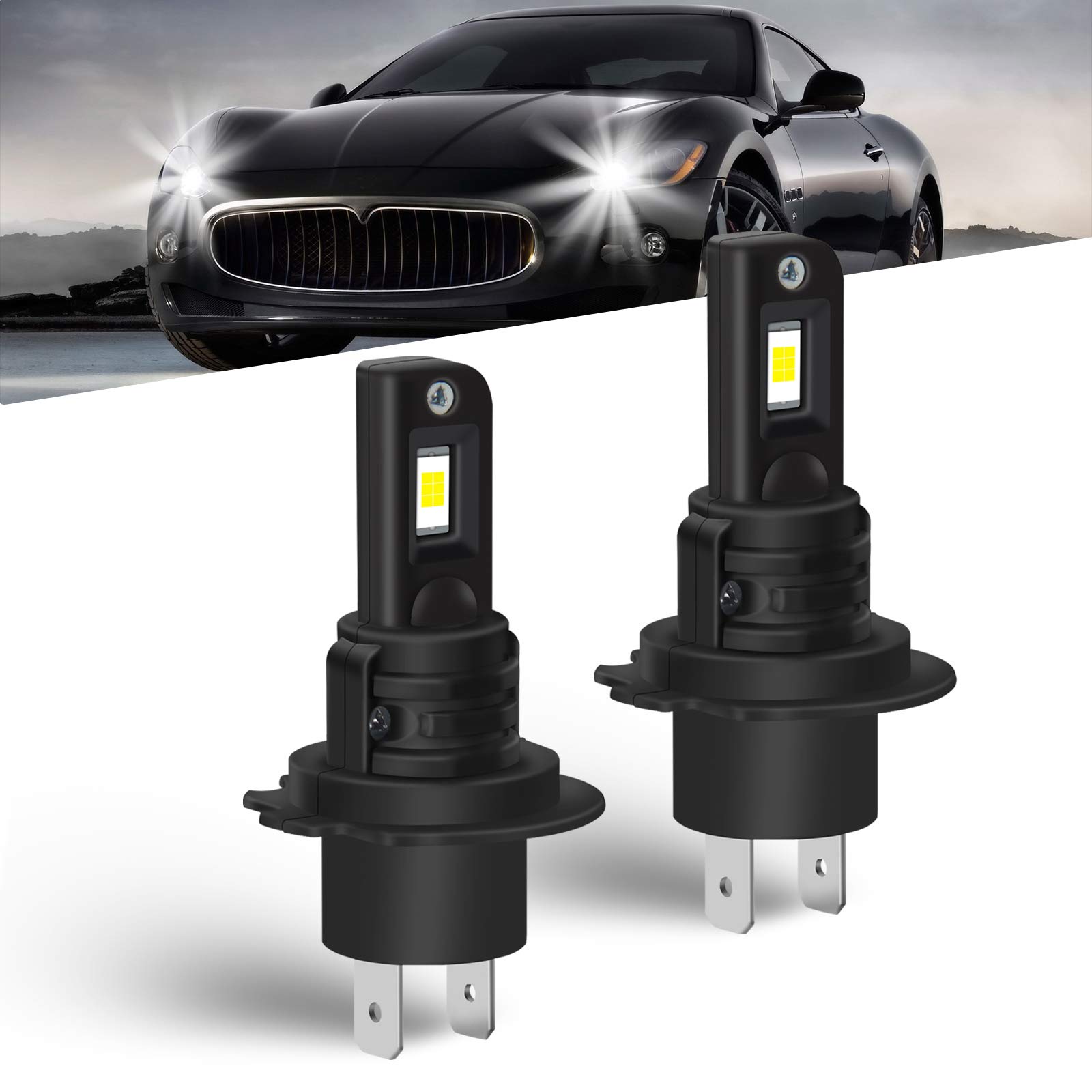 Bombilla H7 LED, Bombilla H7 LED Canbus PLUG & PLAY con CSP Chip para Faro Delantero, 1:1 Tamaño de Halógena, No Requiere Adaptador, 80W 4400LM, 6000K Blanca Fría, IP68 Impermeable, 2 Piezas