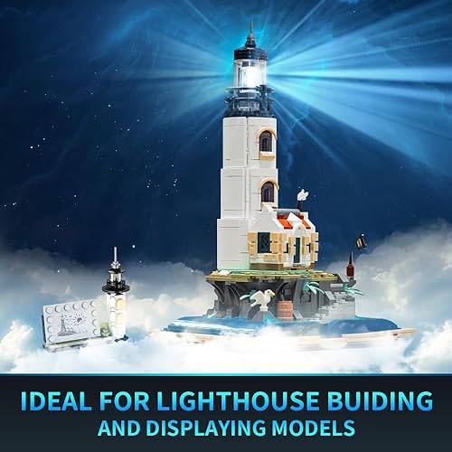 Miniatura 2 de Juego de 1016 piezas de faro con iluminación giratoria brillante para niños y adultos para construir y coleccionar, juguete modelo de construcción