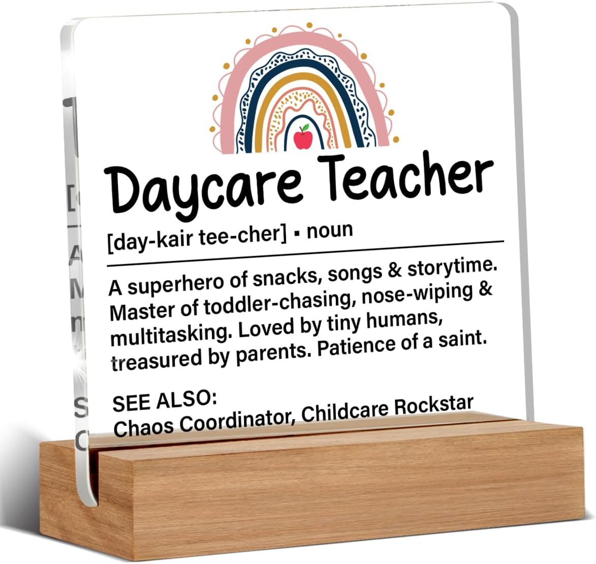 Daycare Teacher Gifts for Women, Appreciation Gift for Daycare Teacher Preschool Teachers Childcare Worker Early Childhood Educator, Clear Acrylic Sign Teachers Office Decorations