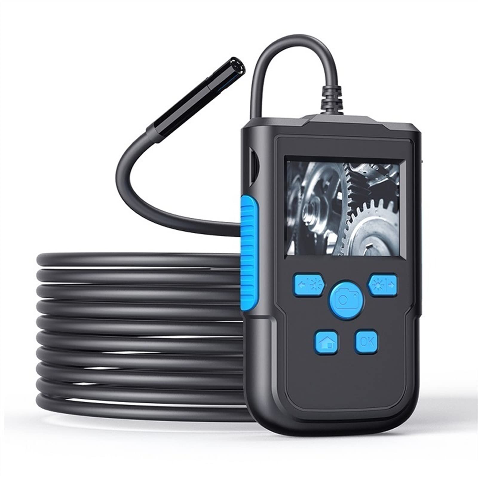Inspection et analyse 2.4 pouces IPS écran endoscope industriel caméra HD1080P tuyau inspection de voiture endoscope étanche câble rigide LED 2600mAh batterie (Size : 8mm-10m)
