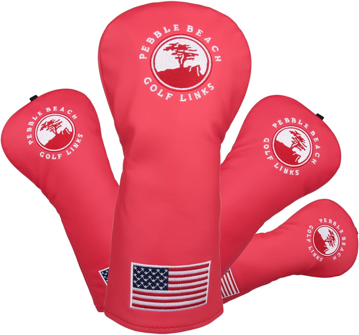 OGECLF Red Leather with Embroidery Golf Club Driver Fairway Wood Hybrid Head Covers 1 3 5 UT Covers