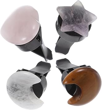 4 Pcs Essential Oil Diffuser Clips Car Vent Accessories Moon Heart Star Shapes for Aromatherapy and Interior Decor Installation Random Color