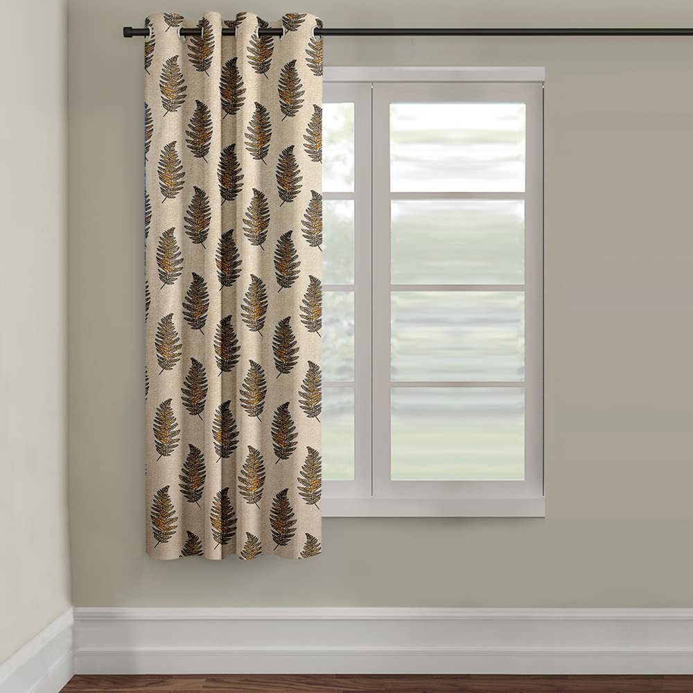 Cortina Striped Light-Filtering Polyester Curtains 5 feet Long Set of 1 for Window [ Opacity: 50-60%, Color: Brown, Printed Curtain -130 GSM ]-image-4