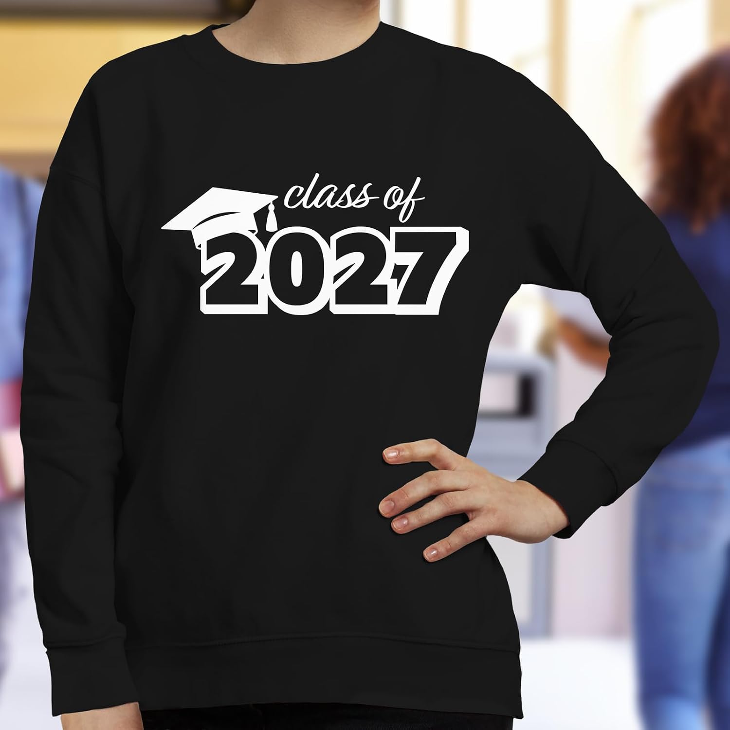 GotPrint Class of 2027 Senior Sweatshirt, Graduation Crewneck Pullover, High School & College Graduate Gift for Men & Women
