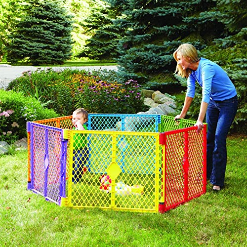 Image of Toddleroo by North States - Superyard Colorplay Baby Play Yard: Freestanding 6-Panel Baby Playpen - Indoor or Outdoor Use - Made in USA - Encloses Up to 18.5 Square Feet - 26 Inches Tall - Colorplay