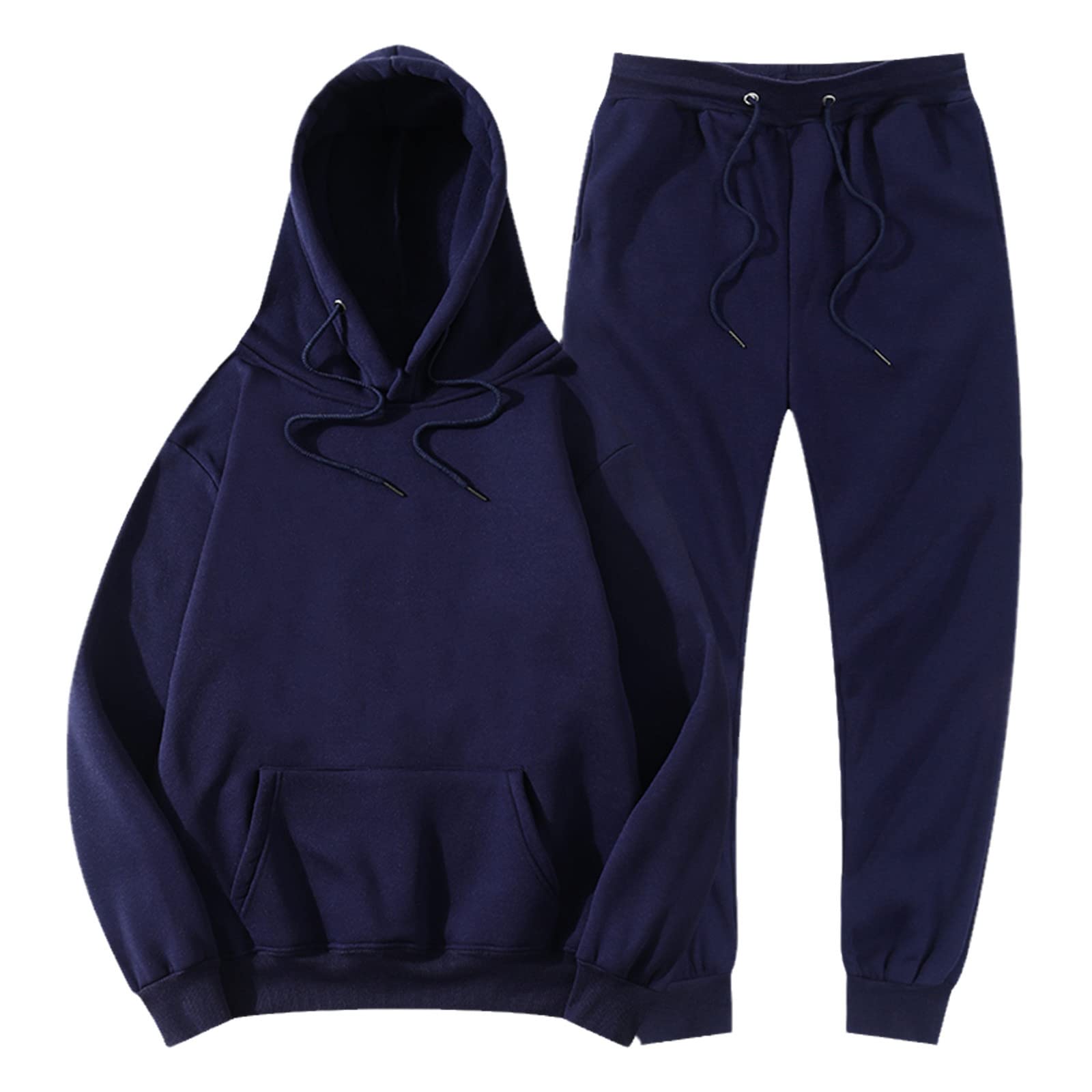 Tuta da uomo Donna Felpe con cappuccio e pantaloni da jogging pantaloni tuta in pile Jogger tuta sportiva Felpa Pullover, Marina Militare, XL