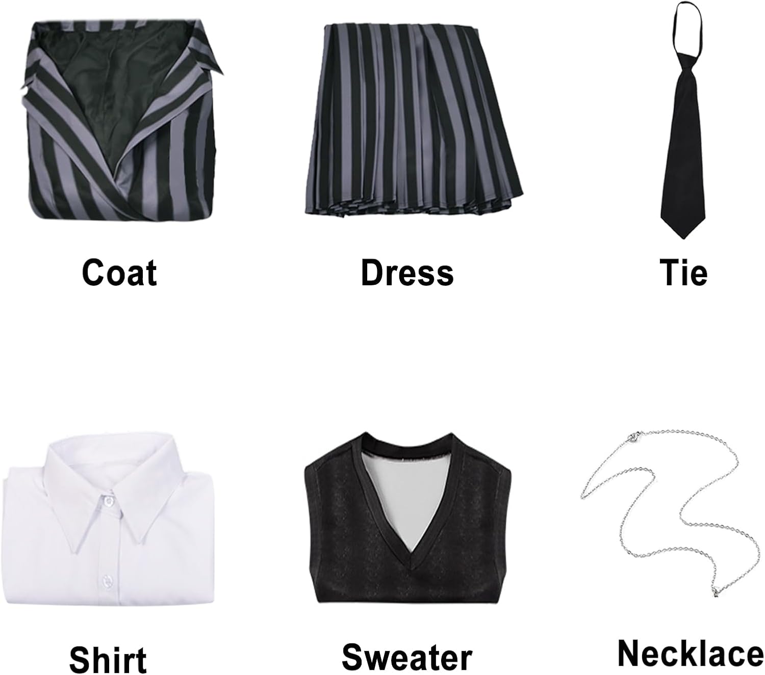 Women Goth School Uniform Cosplay Costume Pleated Dress Skirt Grey Stripes Suit Party Halloween Outfits - Image 7