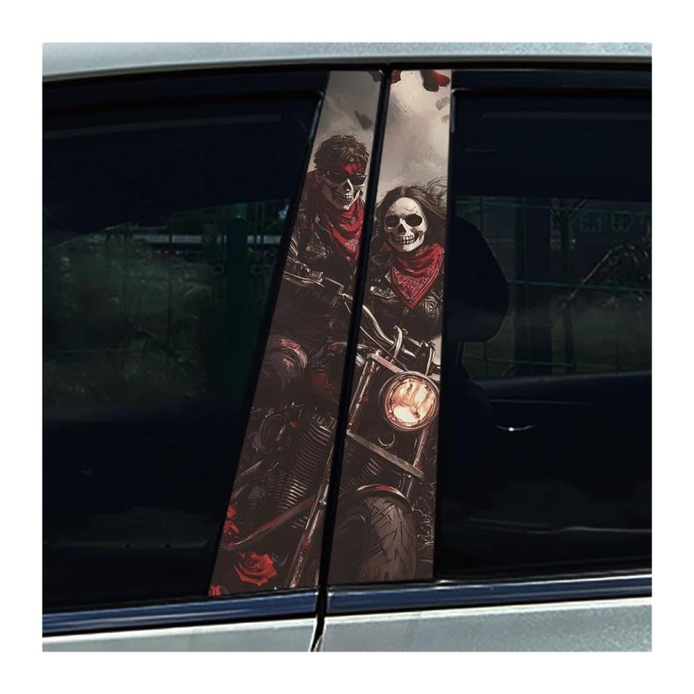 Decorative Items 2PCS Skeleton Couple Car B Pillar Sticker Waterproof Center Column Decals(Type A)
