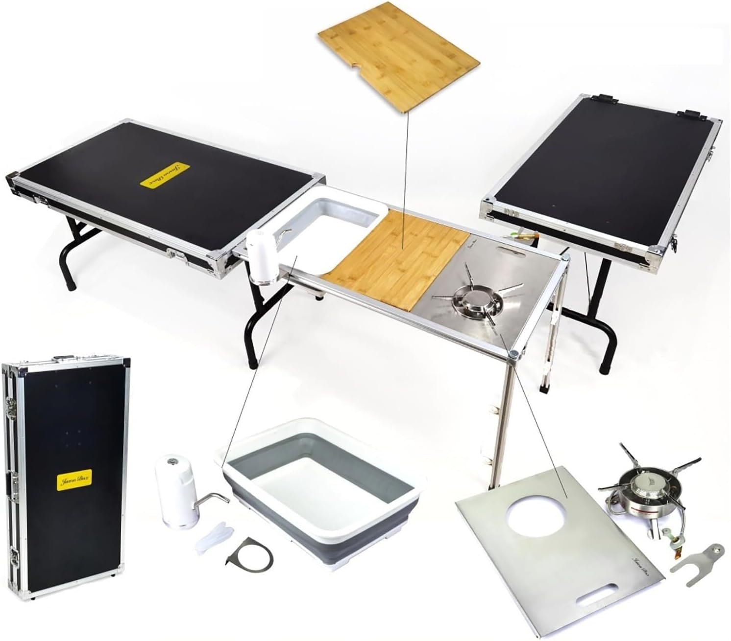 Camping Kitchen Unit Foldable Camping Stove Table W/Sink Portable Camp Kitchen Box Camping Cooking Set.for 6~10 Peoples