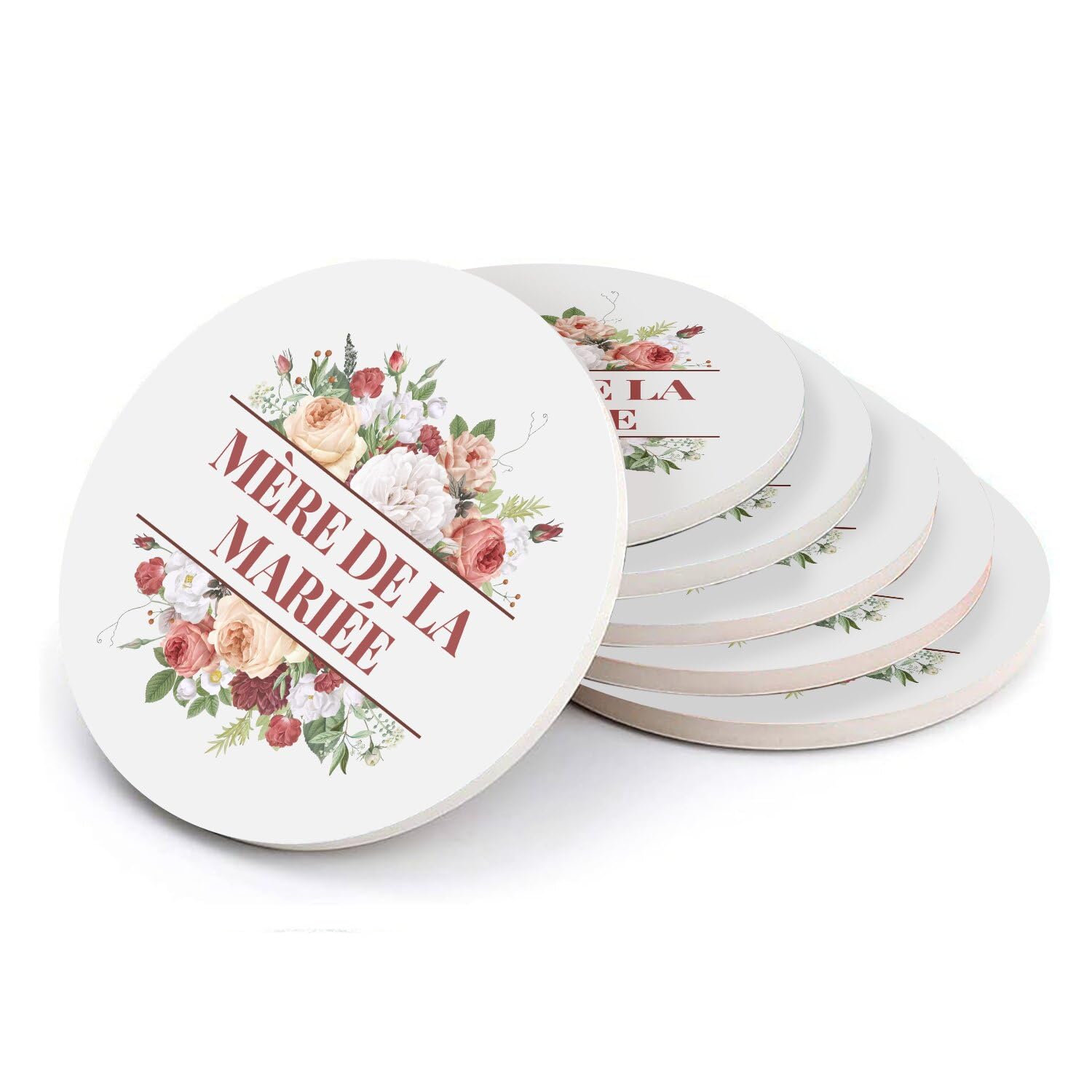 Sous verre ronds en céramique pour table de mariage romantique