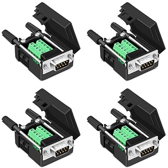 4PCS RS232 D-SUB DB9 Male Solderless Breakout Connector