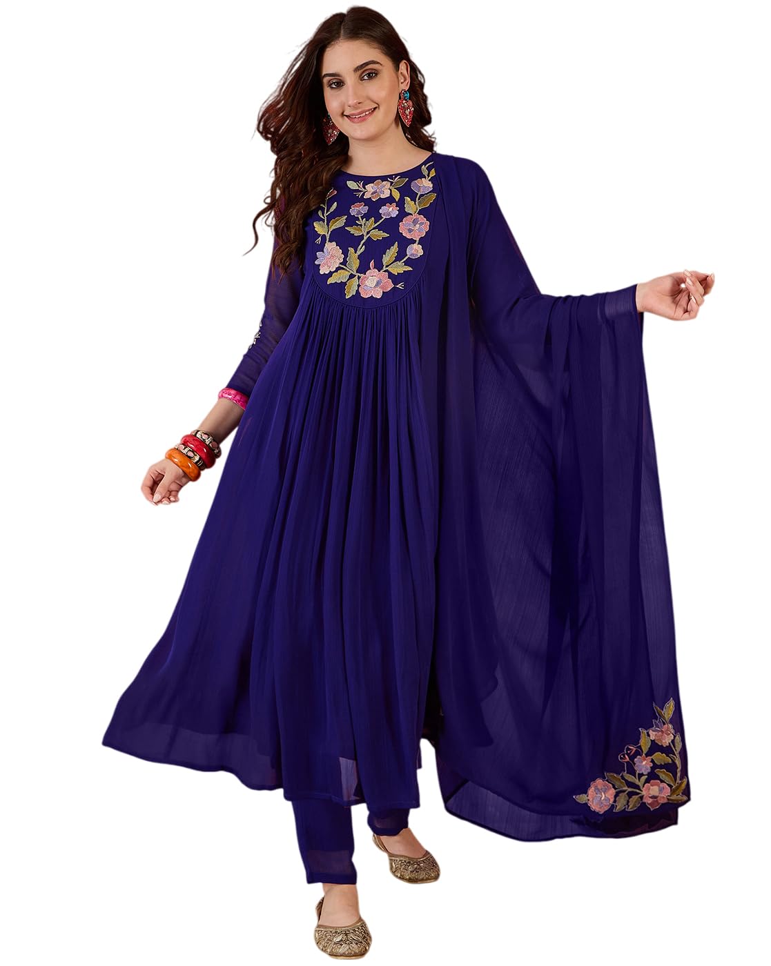 Amazon Brand – Tavasya Women Zomato Thread Cording Embroide Kurta with Pant and Dupatta|Salwar Suit|Kurta Set|3 Piece Set