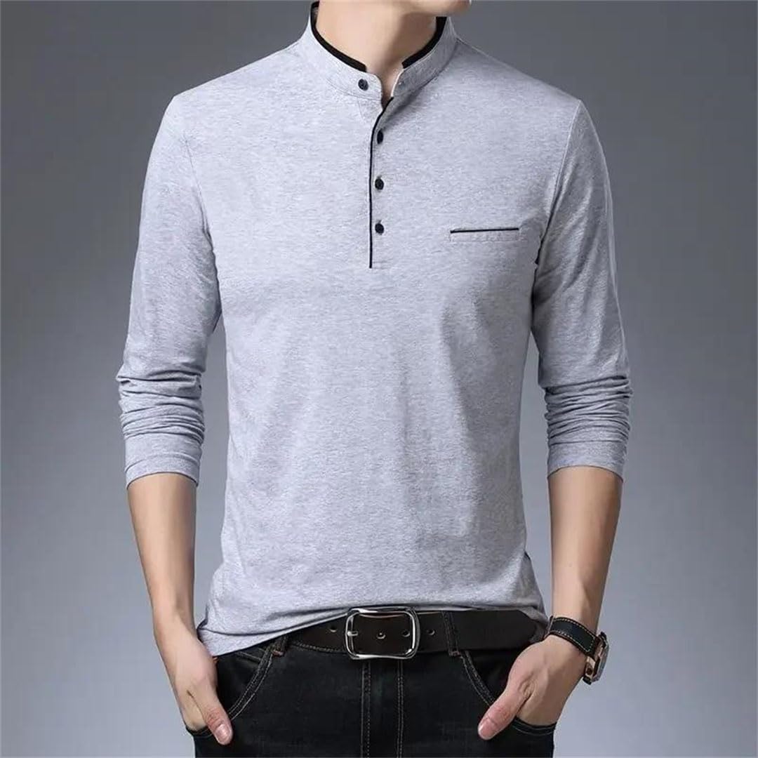 Camiseta polo para hombre, 100% algodón, sudadera de manga larga para hombre