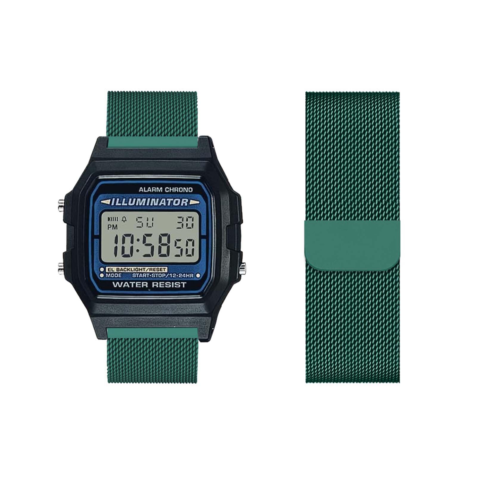 HAZARAPulsera compatible con Casio F-91W|F-91WG pulsera de metal malla tejida de acero inoxidable Solo Loop pulsera de repuesto con Casio F-91W|F-91WG pulsera de reloj pulsera para Casio F-91W|F-91WG