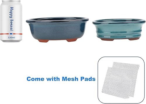 Miniatura 7 de Maceta Bonsái suculenta de 5.7 pulgadas y 7 pulgadas, juego de 2 + 4 pantallas de drenaje de malla suave