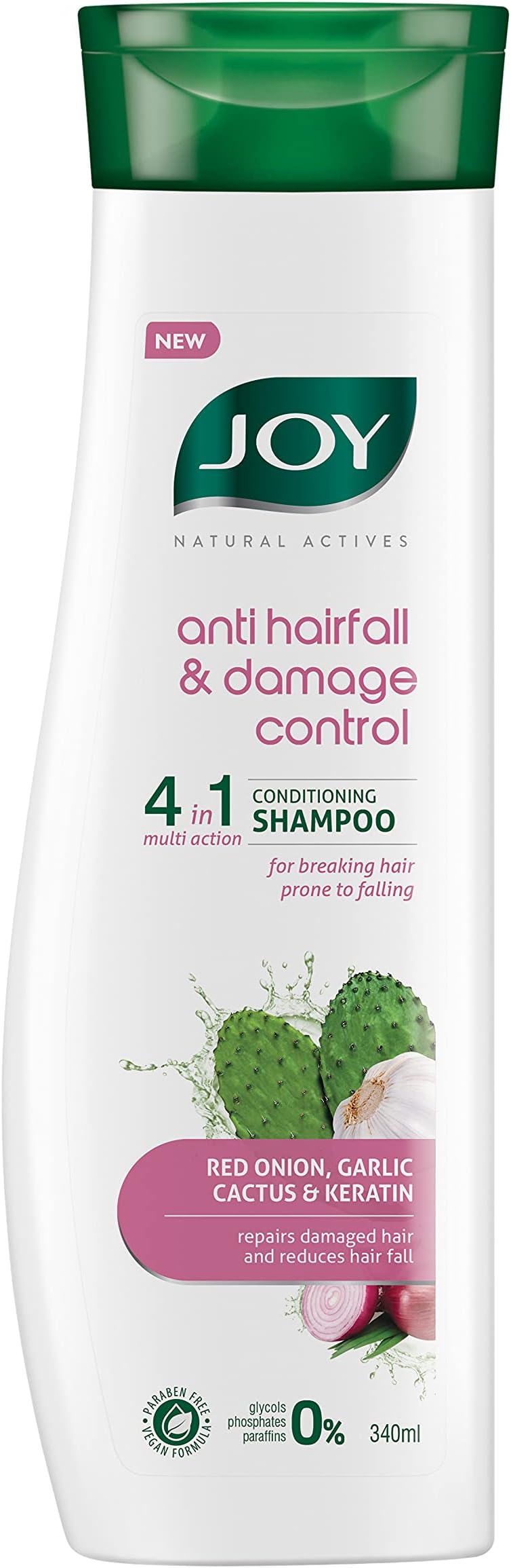 Joy Red Onion Shampoo for Hair Fall Control (340ml) | 4 in 1 Conditioning Shampoo that Strengthens Hair, Reduces Hair Fall & Repairs Damaged Hair | Paraben Free, For Men & Women