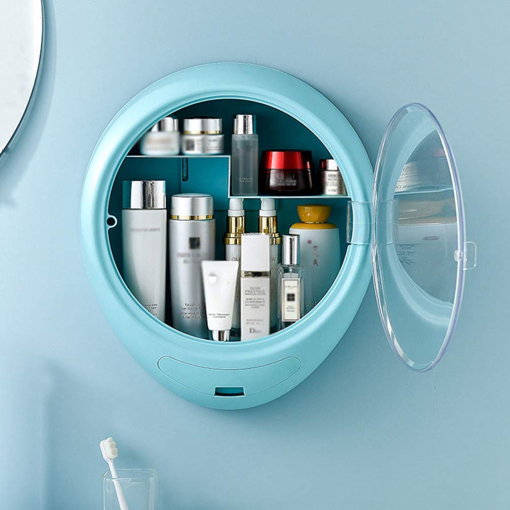 Organizador de Maquillaje Caja de Almacenamiento de cosméticos Redonda Impermeable montada en la Pared Caja de Almacenamiento de Escritorio de Gran Volumen multifunción para Joyas