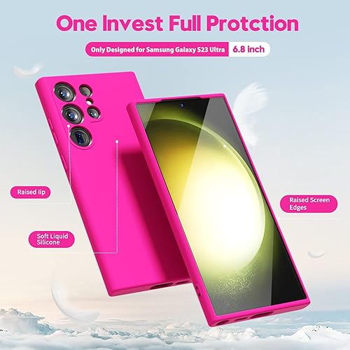 Miniatura 3 de Oakxco Funda protectora para Samsung Galaxy S23 Ultra de silicona líquida, color sólido brillante fluorescente, bonita funda protectora delgada de