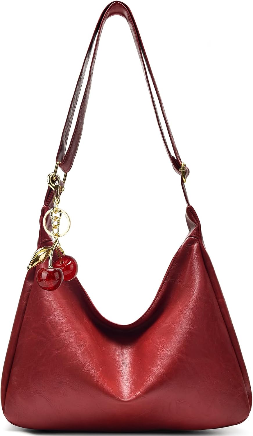Hobo Bags for Women Leather,Foldable Slouchy Shoulder Purse Crossbody Handbag,Soft Vegan Brown Tote Casual Everyday Handbags