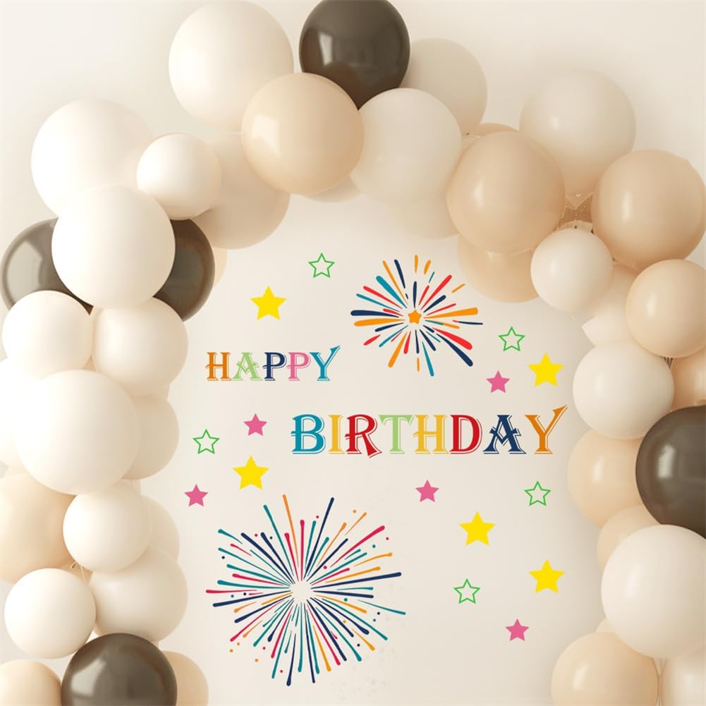 Happy Birthday Party Decal Sign for Backdrop Large Happy Birthday Sticker for Boy Girl 1st Happy Birthday Letters Peel and Stick Wall Decoration for Balloon Arch Backdrop