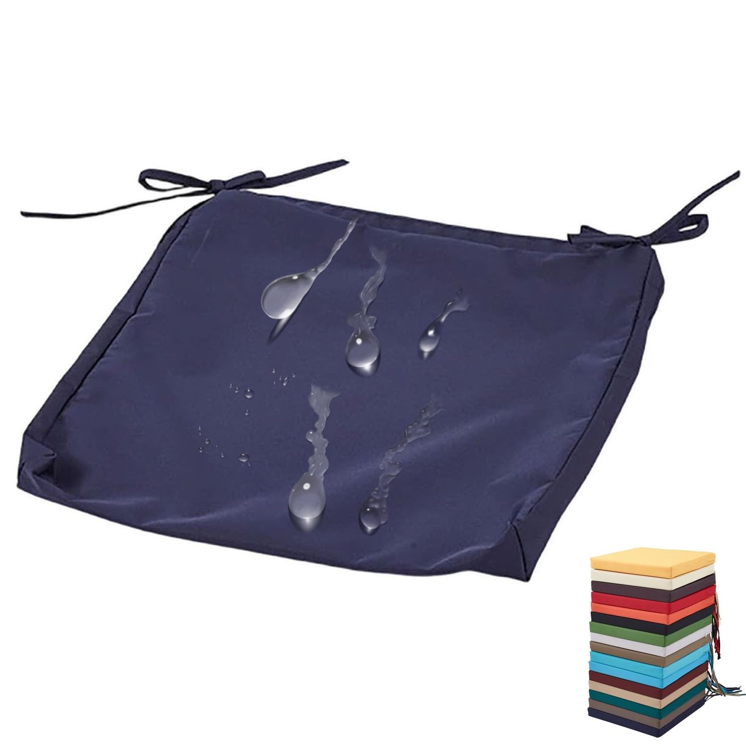 PLCIVSA Outdoor Seat Cushion Covers Waterproof with Zipper,Replacement Outdoor Patio Chair Cushion Slipcover 60x60cm 50x50cm Chair Pads Covers for Garden Rattan Furnitur(Dark blue,45x45x5cm)