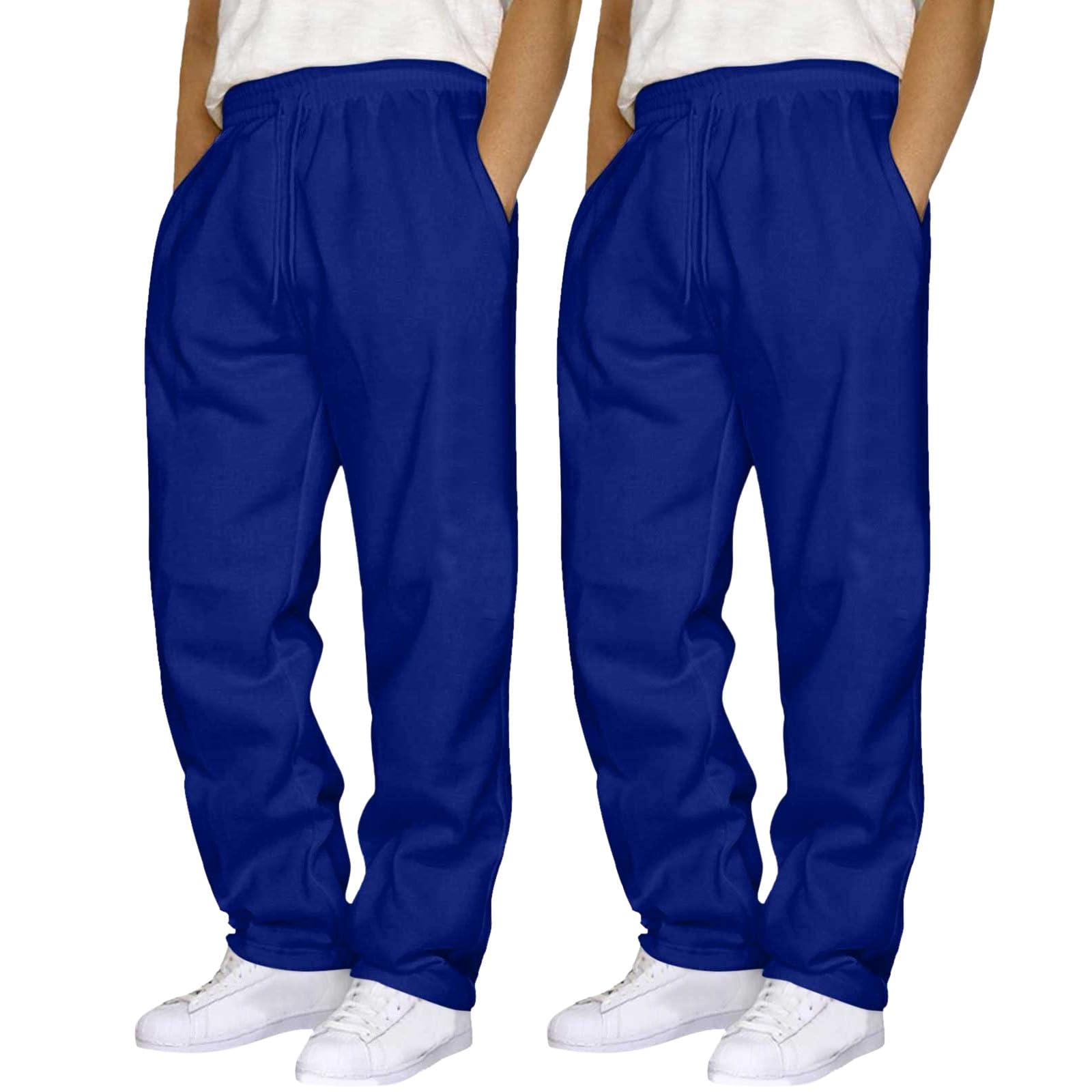 Generisch Herenbroek brede baggy sweatpants joggingbroek heren kort katoen elastische taille joggingbroek vrijetijdsbroek heren lange broek wijde pijpen sweatpants heren met zakken, Kaki, M Lang