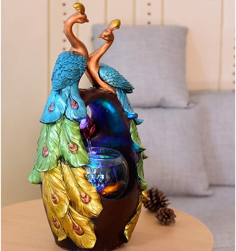 Tabletop Fountain Creative Desktop Fountain Home Decor Living Room Office Desktop Resin Fountain and Fish Tank Elegant Gift Tabletop Fountains Desktop Fountain (Color : B) (A)