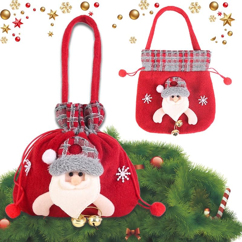 Miniatura 4 de kamumanni Bolsa de regalo de Navidad, pequeña bolsa de regalo de Papá Noel, bolsa de regalo reutilizable para regalos, bolsa de regalo de Navidad