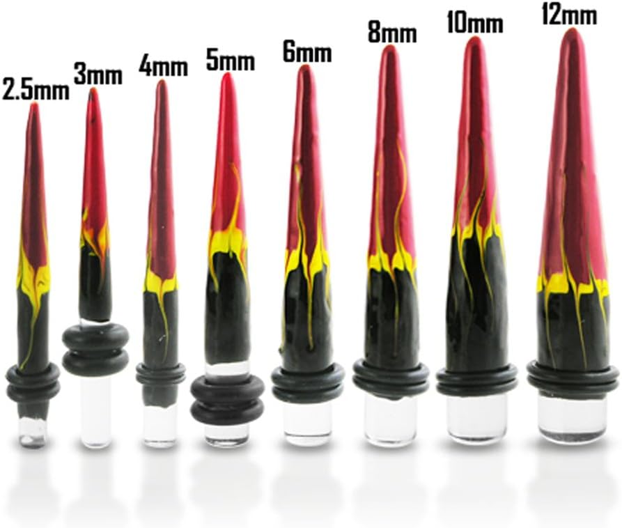 Flames Pattern UV Acrylic Straight Tapers - Expander - Stretching - Gauge Ear Plug Body Piercing Jewelry
