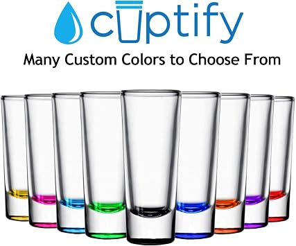 Personalized Shot Glasses Set of 2 Blue Bottom Custom 2 oz Cordial Shot Glass Initial and Name for Gifts, Weddings, Birthdays, Party, Event, Decorations