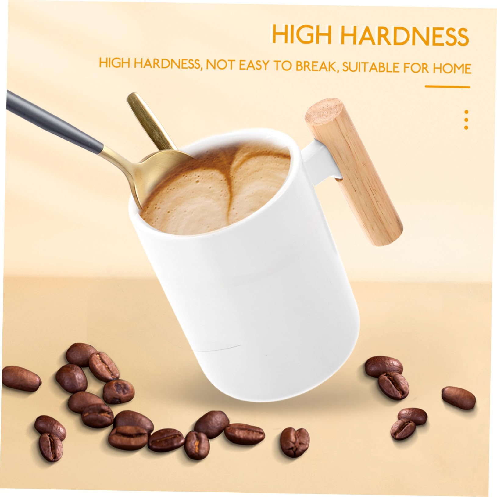 OUNONA 1 Satz Keramikbecher mit Deckel Tassen und Becher Tee Trinken Weiß Porzellan Kaffeebecher mit Deckel Kaffeetasse Withwood Griff einzigartige Kaffeetassen Tassen mit Deckel Holz