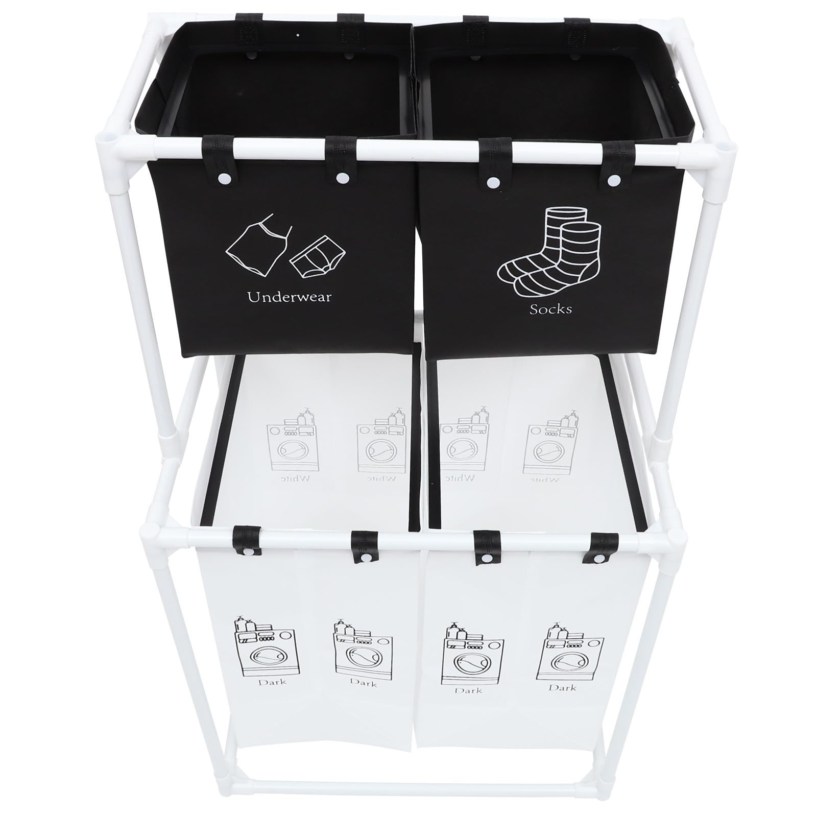 Grand panier à linge anti-déformation en plastique avec coton lin