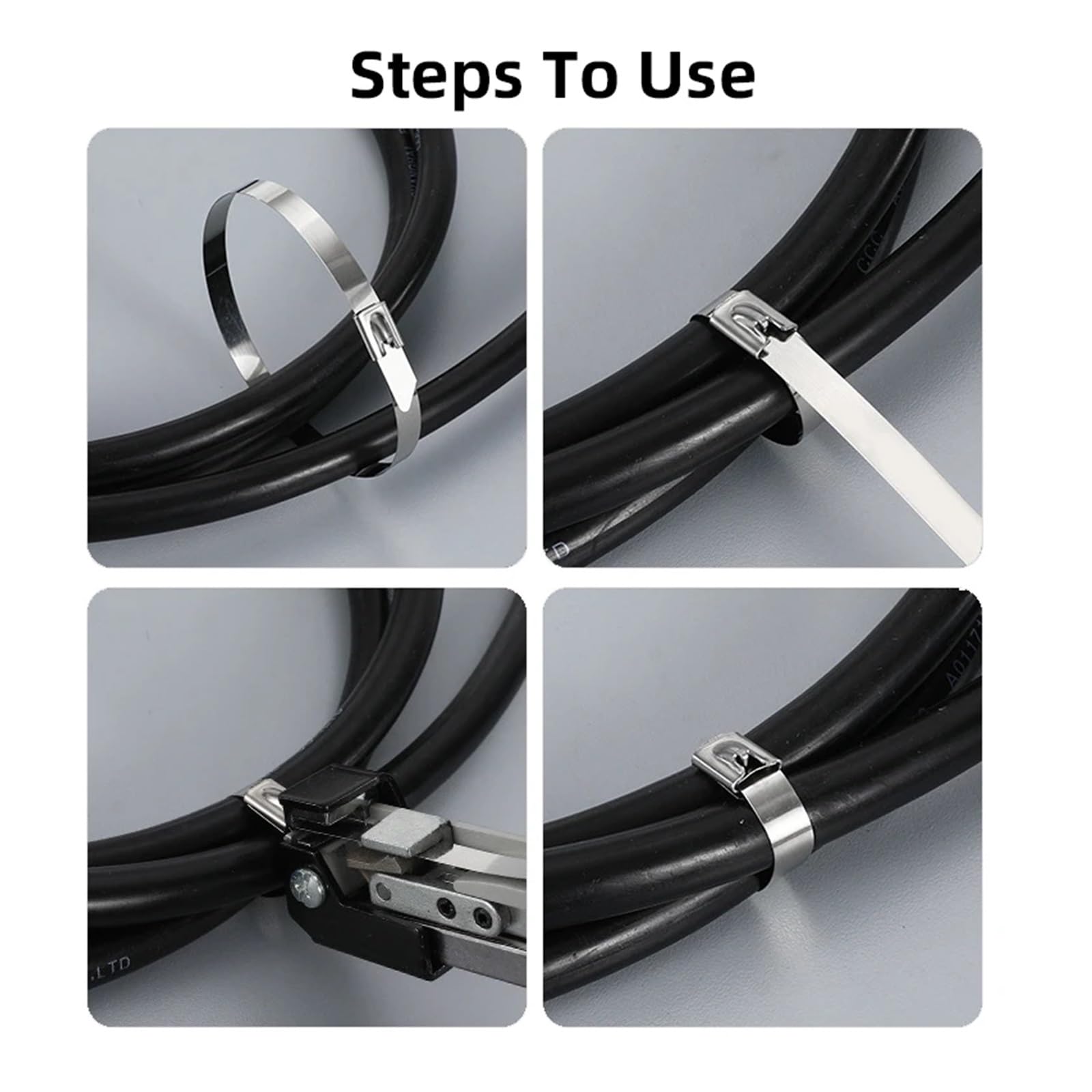 Bridas for cables de acero inoxidable 316, 100 Uds., 4,6mm, Cable autoblocante de Metal, brida con cremallera, longitud de 100-1000mm(800mm (31.50inch))