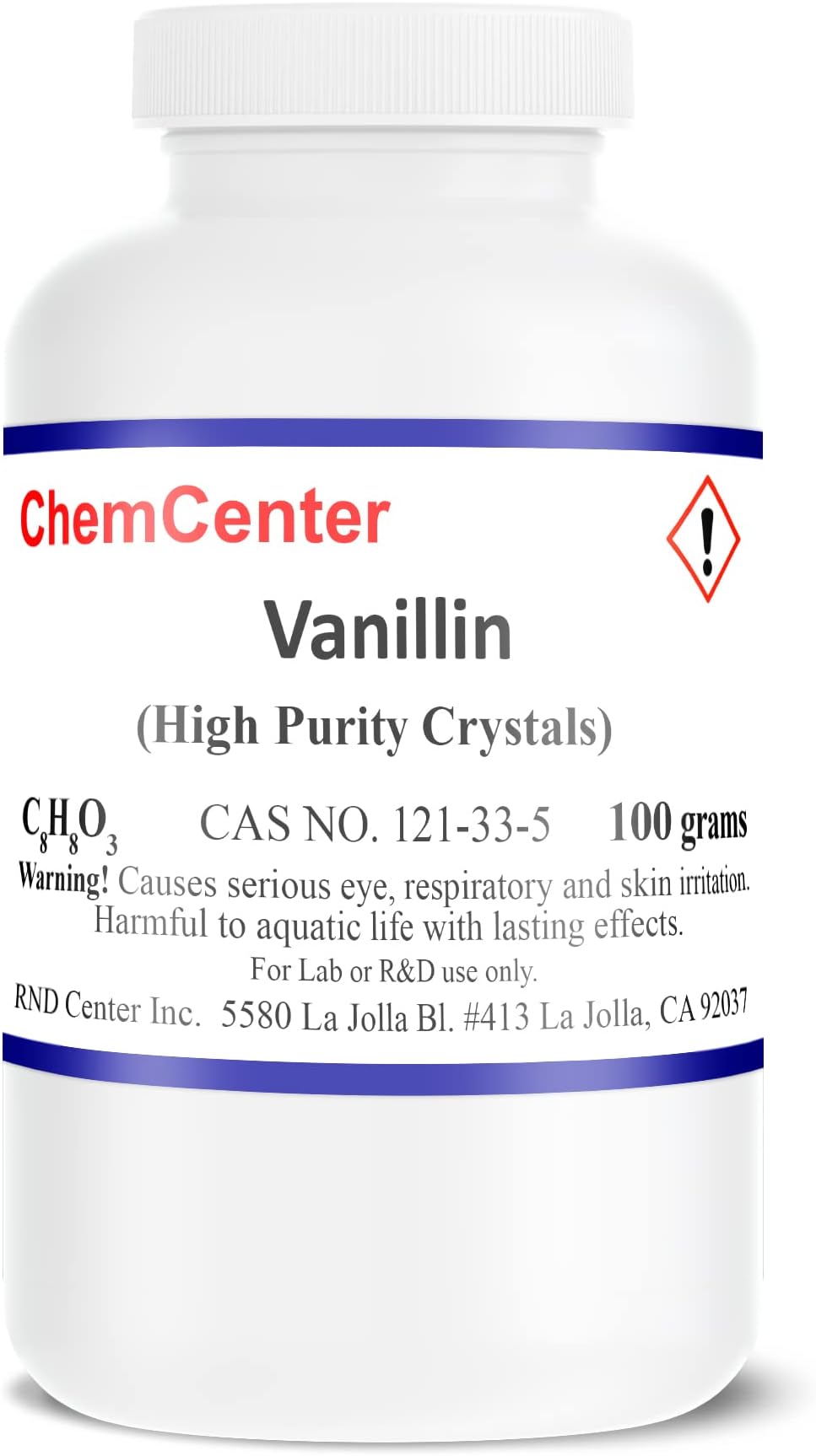 Vanillin, Crystals/Powder, 99% Minimum, 100 Grams