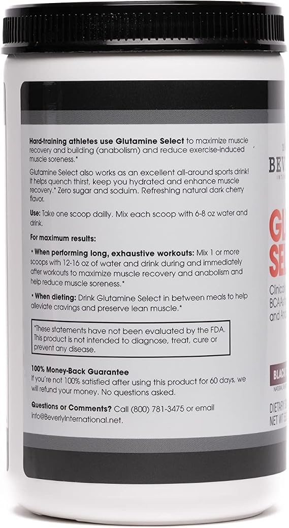 Beverly International Glutamine Select, L-Glutamine Powder, 60 Servings