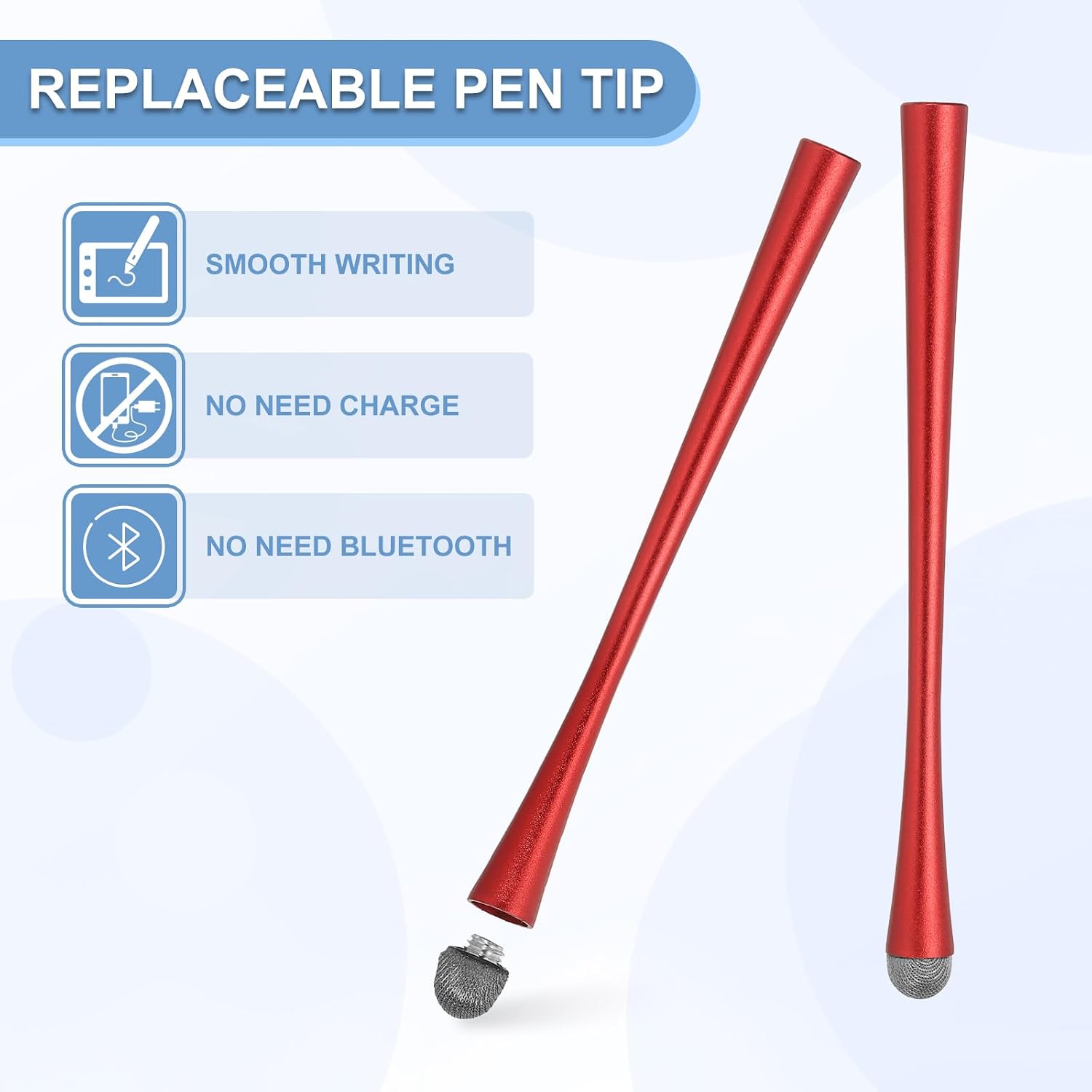 PATIKIL 5 Pcs Slim Waist Stylus Pens for Touch Screens, 2 in 1 High Sensitivity Universal Pen Capacitive Stylus for Phone Tablets Laptop Touch Screen Device, Red