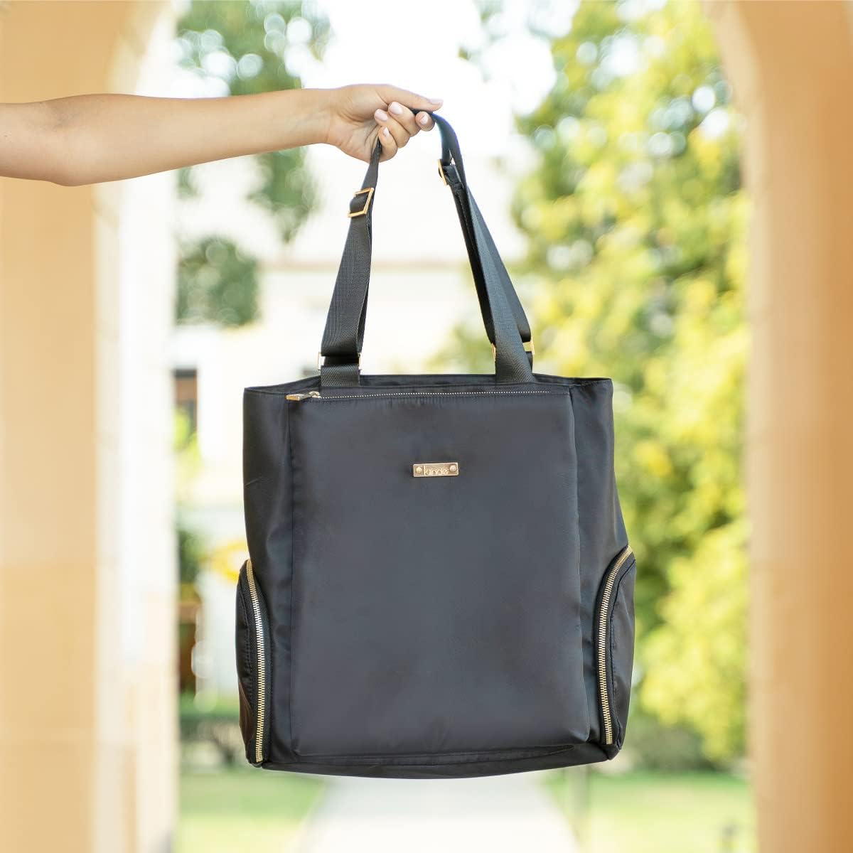 Kiinde Anika Breast Pump Bag with Cooler Pocket, Laptop Compartment, Stylish, Large, Easy to Clean, Black with Grey Interior