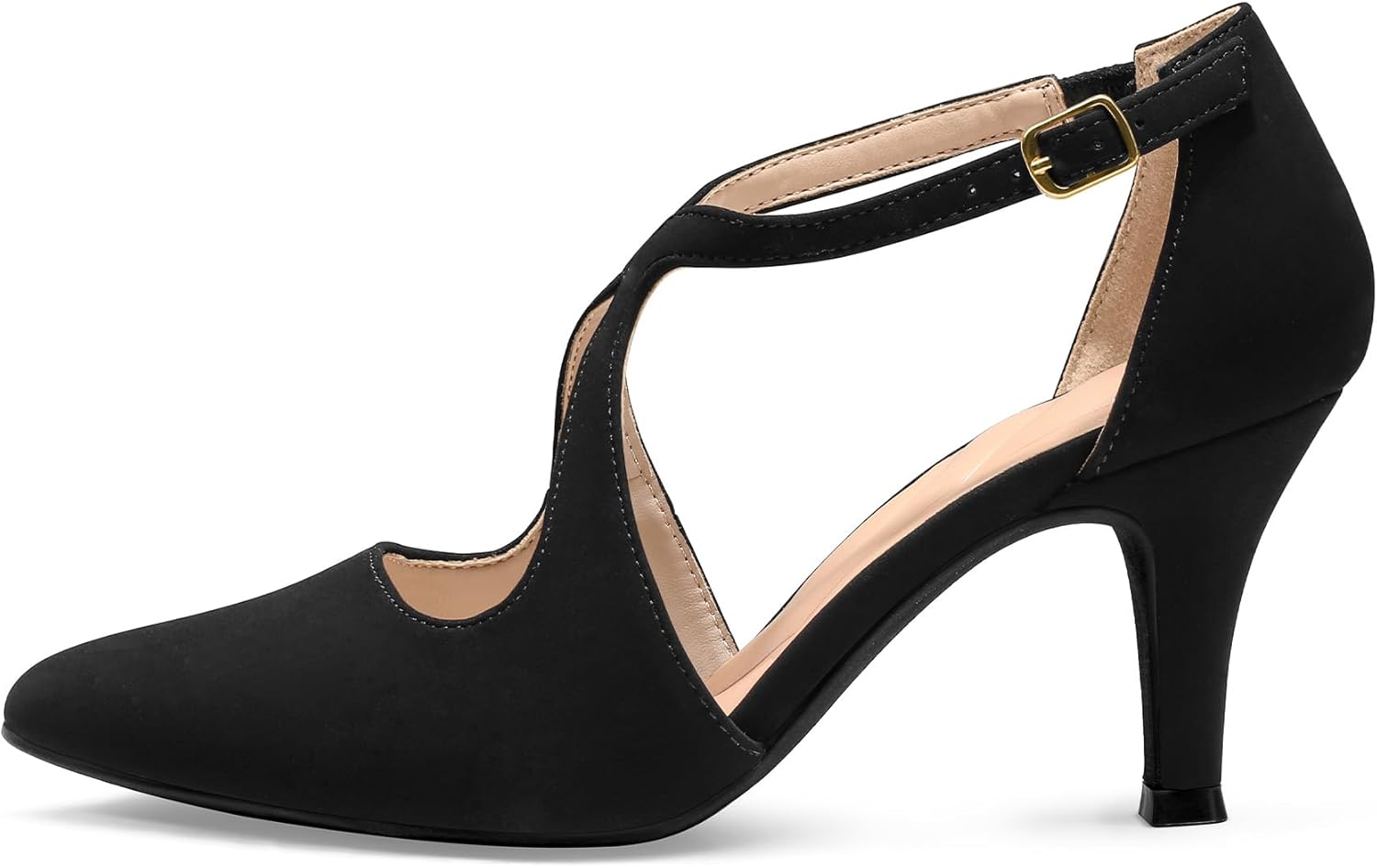 mysoft Women's Dress Shoes Closed Toe 3 Inch Heels Cross Strap Stiletto Pumps Wedding Prom Party Evening Formal Shoes - Image 4