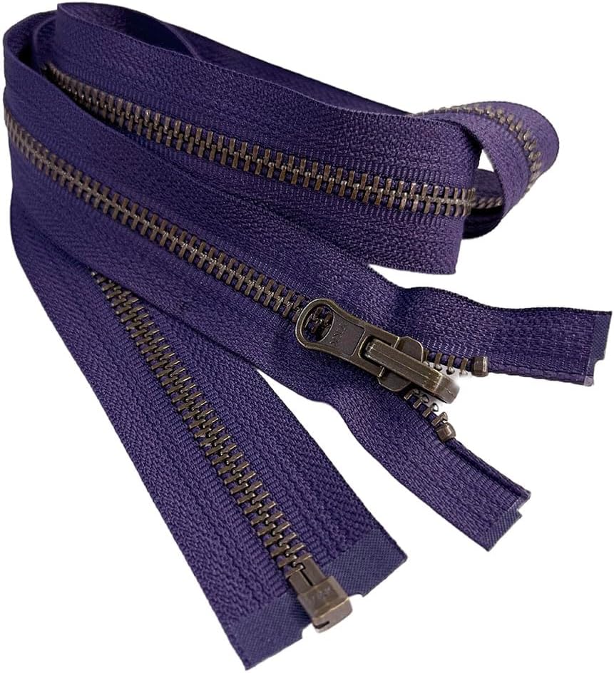 #5 Antique Brass Metal YKK Medium Weight Inside/Outside Reversible Slide Jacket Zipper Separating (1 Zipper) Color Deep Purple #866W Choose Your Length (Deep Purple #866W, 25" Inches)