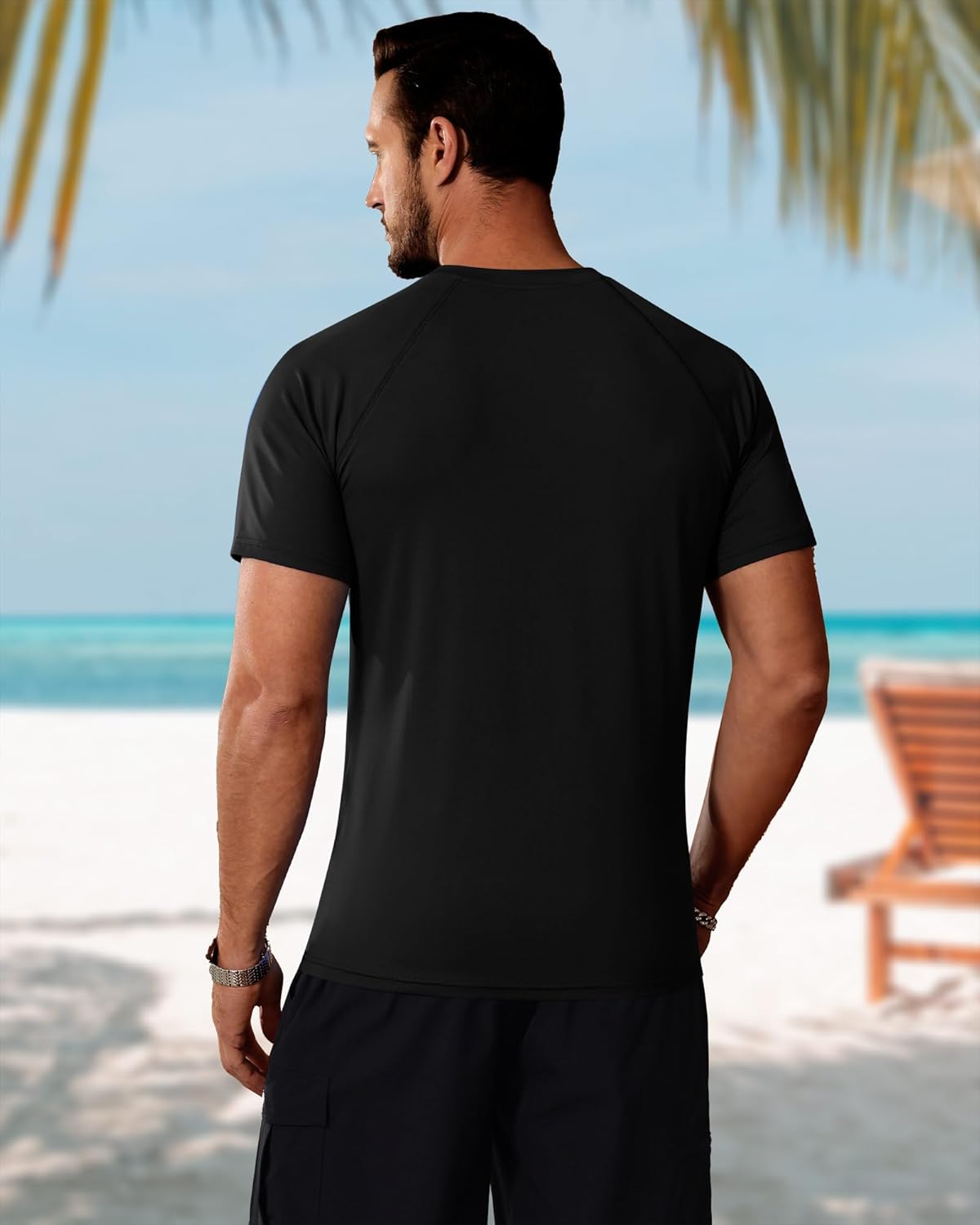 Huukeay 3 Pack Men's Short Sleeve Swim Shirts, UPF 50+ Rash Guard Tees Quick Dry Lightweight Fishing Running Hiking T-Shirts - Image 3