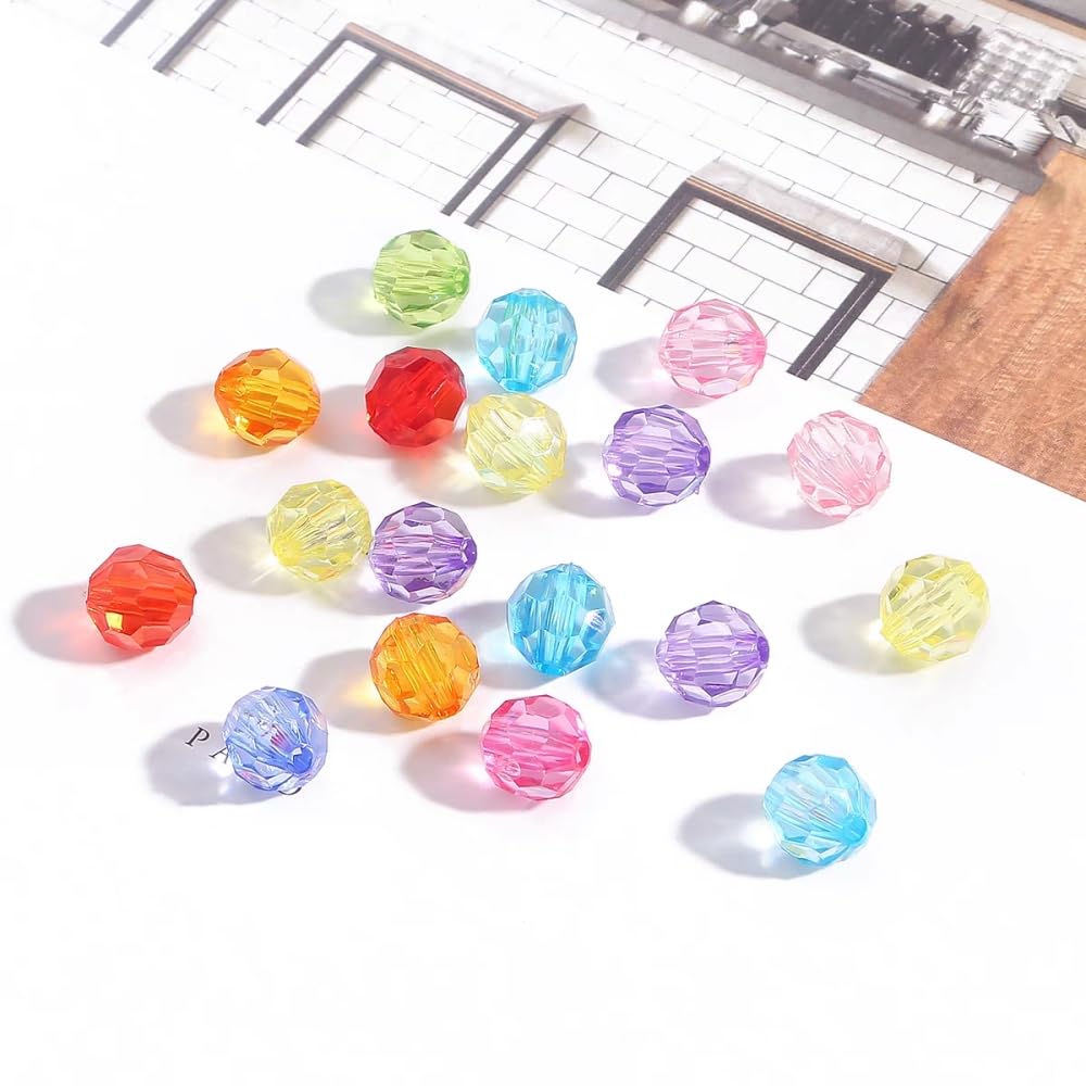 300 Bunte Facettierte Acrylperlen, 8 Mm – Perfekte Bastelperlen Für Schmuck & Deko