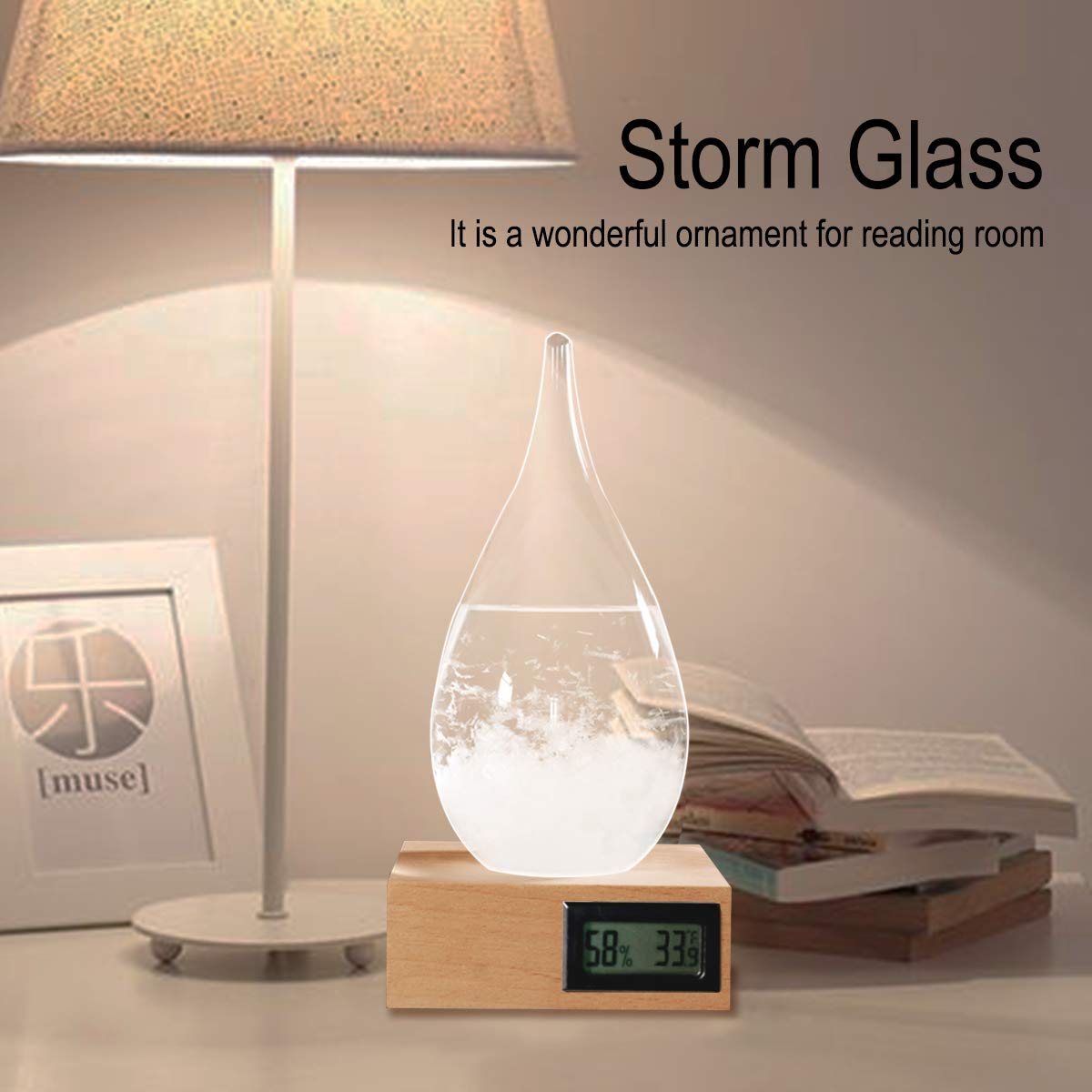 Storm Glass Weather Forecast Bottle,Snow Globe Barometer Bottle, Water Drop Weather Forecast Bottle, Home and Office Decorative Glass Bottles, Unique Gifts for Her (XXL)